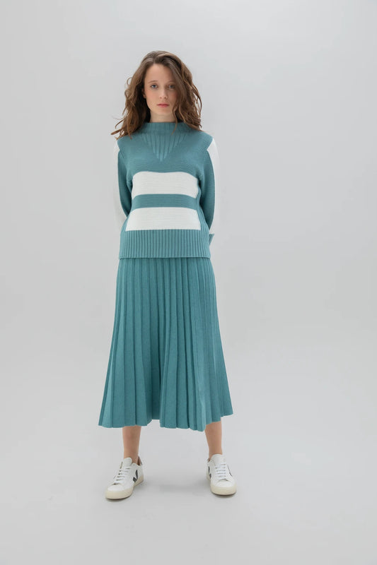 Marble - Soft Knit Pleat Skirt - 7176