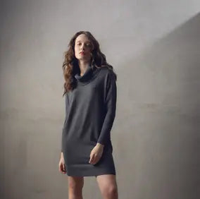 Marble - Cowl Neck Dress with Gunmetal Studs 7558