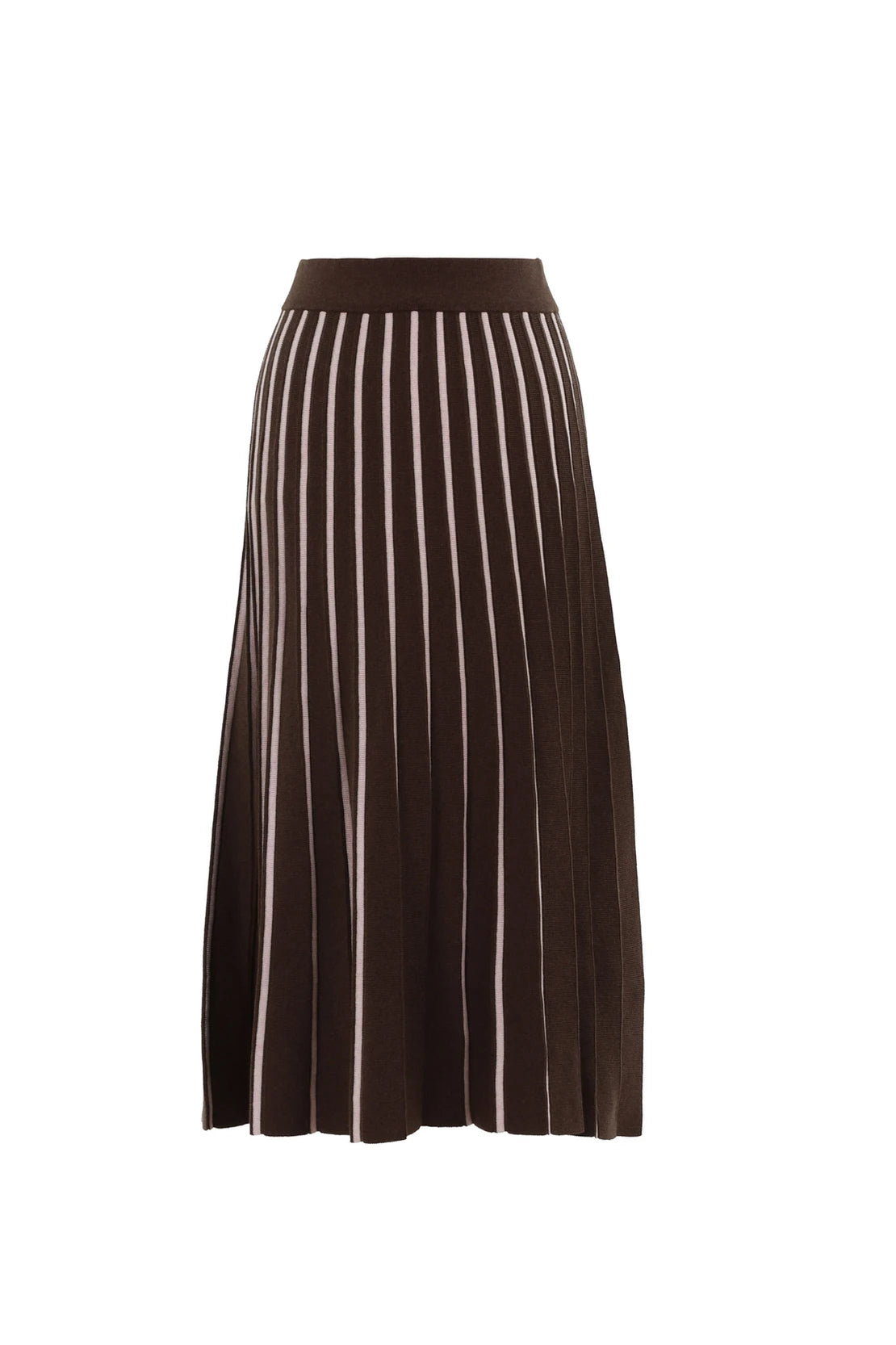 Marble - Soft Knit Pleat Skirt with Contrast Stripe 7598