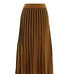 Marble - Soft Knit Pleat Skirt with Contrast Stripe 7598