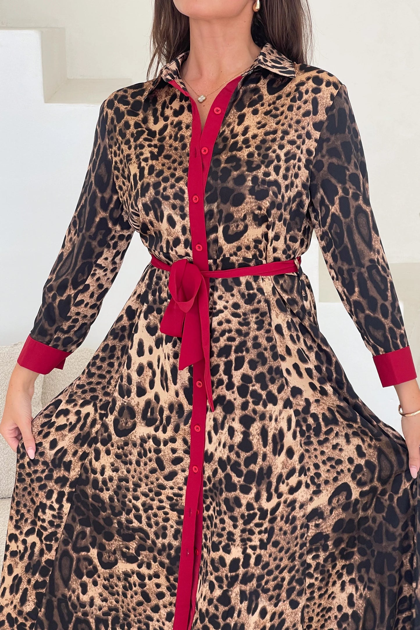 Libra Leopard Print Shirt Dress