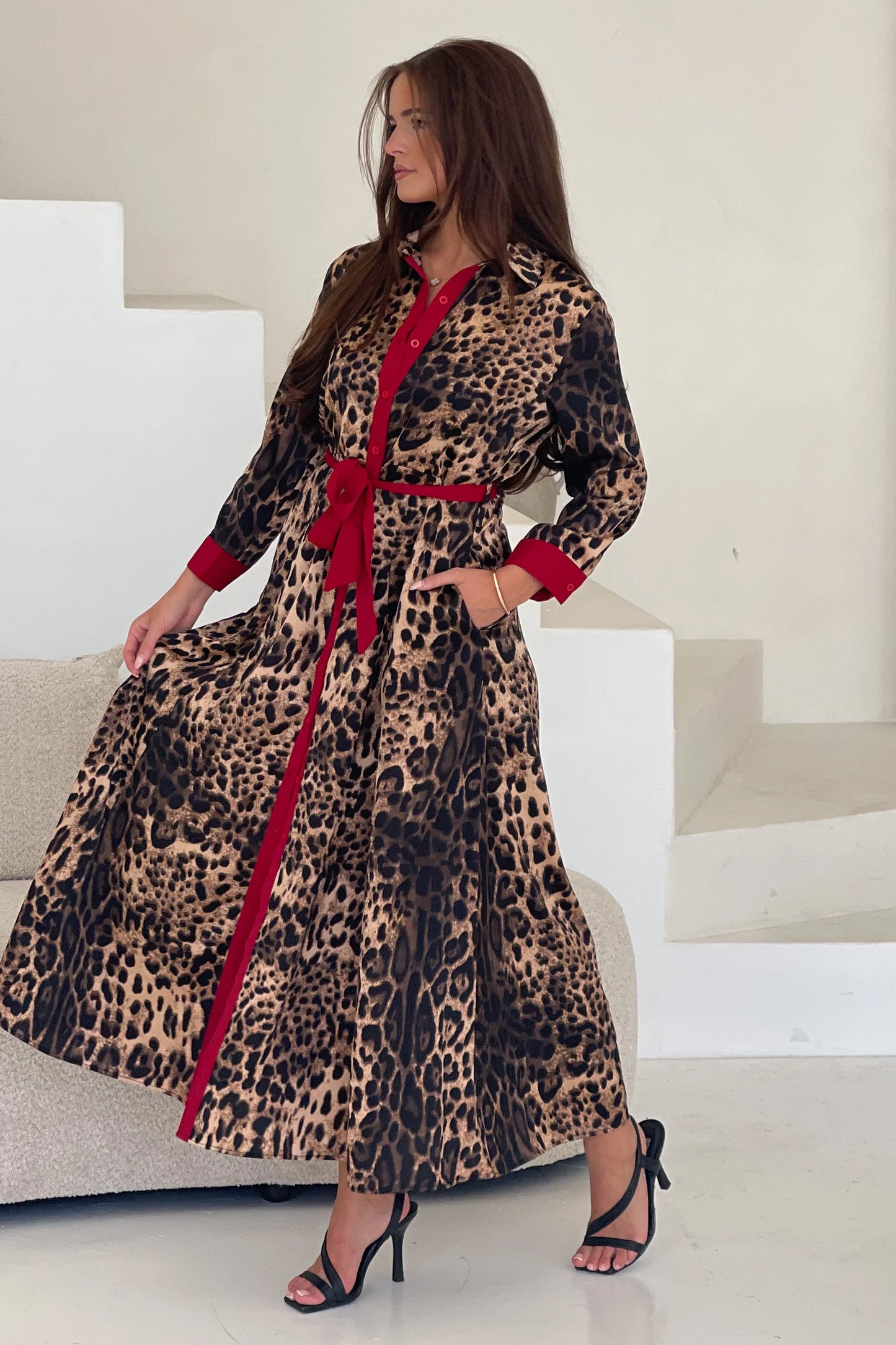 Libra Leopard Print Shirt Dress