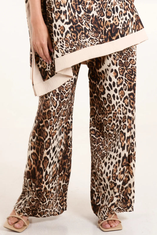 Danni Leopard Print Wide Leg Trousers