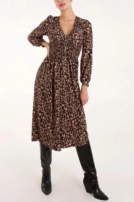 Scandi Animal Print Midi Dress