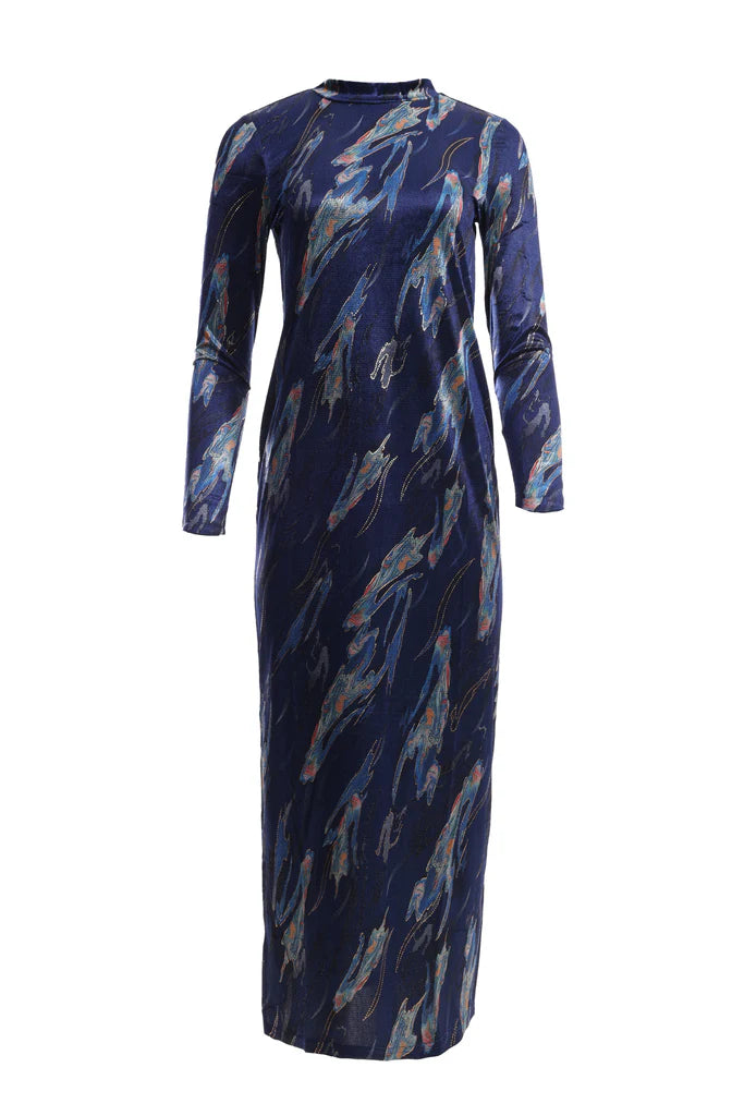 Traffic People Yasmine Metallic Print Maxi Dress