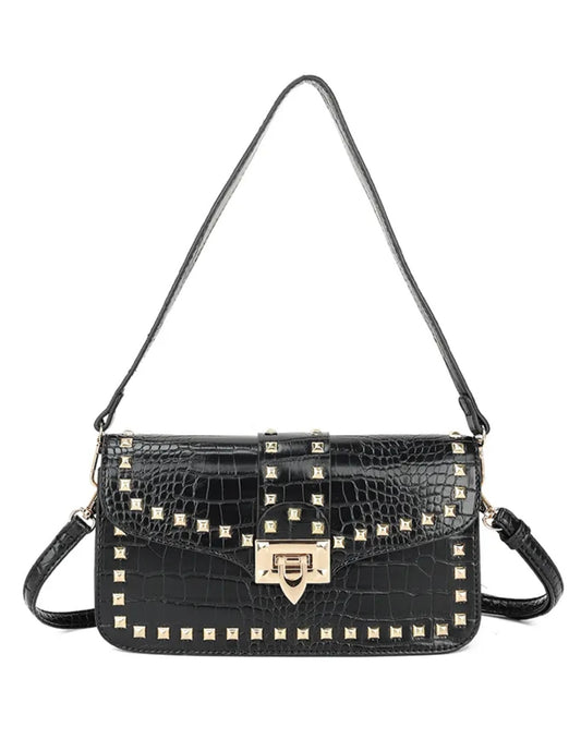 Designer Inspired Mock Croc Studded  Bag