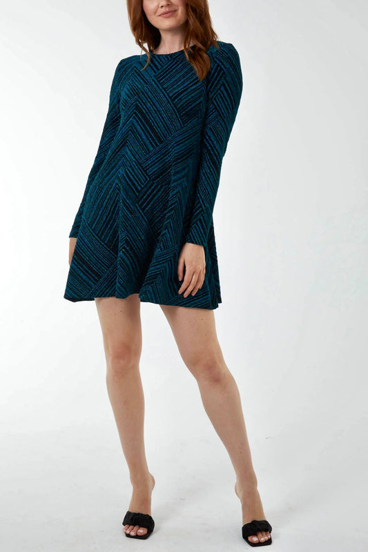 Jazz Glitter Stripe Shift Dress