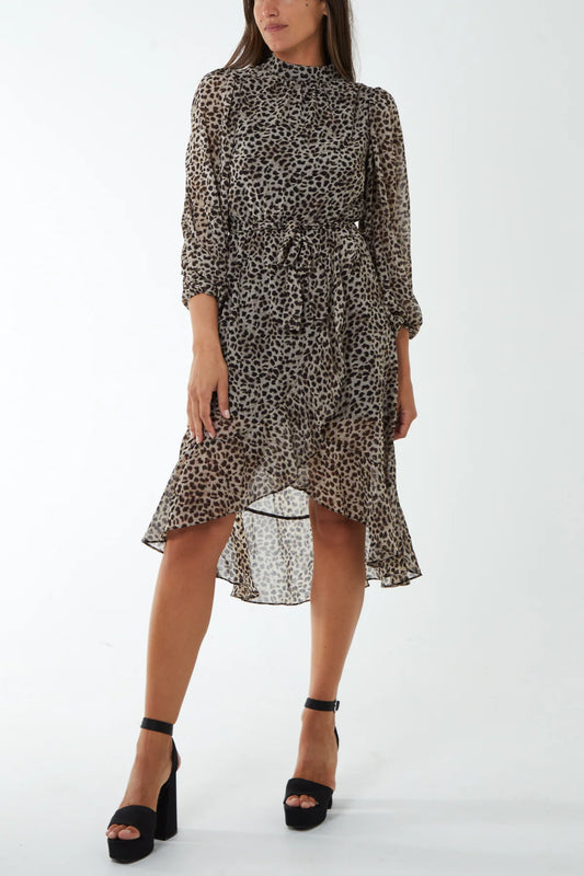 Calibria Asymmetric Animal Print Dress