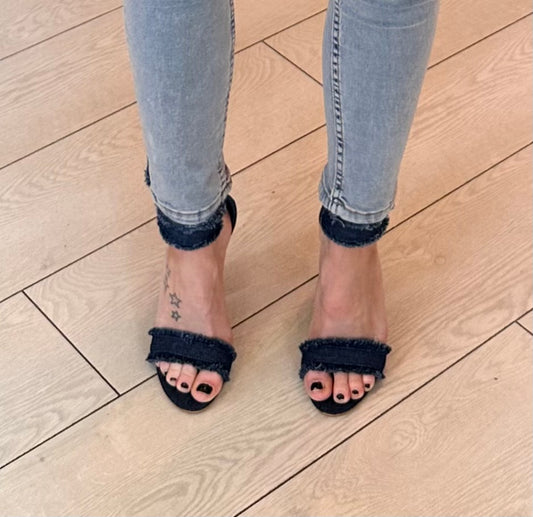 Denim strappy sandals